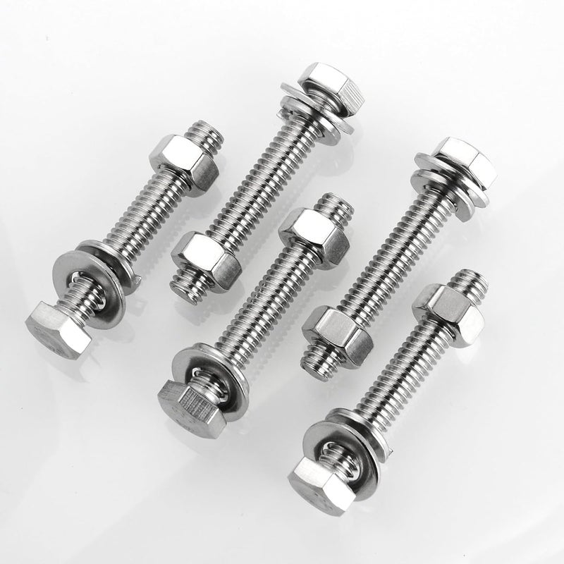 MYWISH (10 Sets) 5/16-18x2 Hex Head Assorted Screws Nuts and Bolts with Flat & Lock Washers, 304 Stainless Steel 18-8, Fully Threaded, 5/16 Bolt Metric Bolt Assortment - Image 3